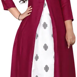 talavadi Solid Cotton Blend Stitched Flared/A-line Gown-picture-21