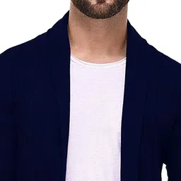 glampanda Men Longline Full Sleeve Dark Blue Shrug image 4