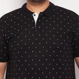 metronaut plus Plus Size Men Solid Polo Neck Cotton Blend Black T-Shirt image 4