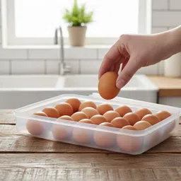 maxtid 24 Grid Egg Tray with Lid, Plastic Storage Box for Kitchen Fridge Plastic Kitchen Trolley-picture-31