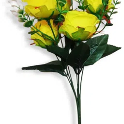 mifadecor Artificial Yellow Rose Flower Bunch of 7 Flower Heads | Flowers Sticks (12 inch) Yellow Rose Artificial Flower-picture-39
