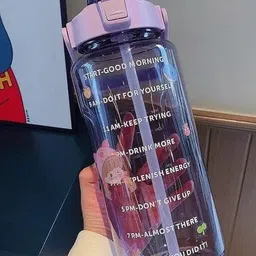 prayati LargeCapacity Water Bottle Motivational travel bisycle gym home Straw trasparent 2000 ml Bottle-picture-22
