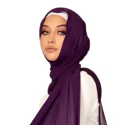 hijab Solid Georgette Women Purple Fancy Scarf, Scarf-picture-19