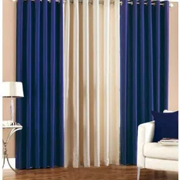 panipat textile hub 152 cm (5 ft) Polyester Semi Transparent Window Curtain (Pack Of 3) image 1