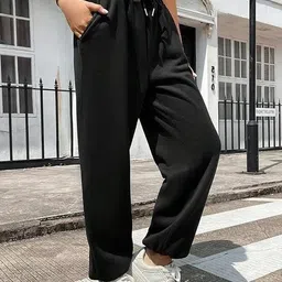 dockstreet Women Solid Black Track Pants-picture-17