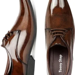 teeny step Formal Shoes For Men Brown Patent Shoes Walking Shoes For Men image 1