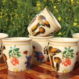 laghima jadon Pack of 6 Ceramic Kullar/Kullad/ Tea/Coffee Elephant Beautiful Crafting Design Mat Finish 150ML image 2