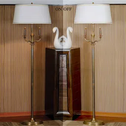 kapoor lampshades Speckle White Cotton Shade Club Floor Lamp With Metal Base image 3