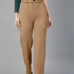 metronaut Regular Fit Women Beige Cotton Blend Trousers-picture-19
