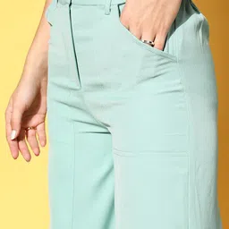 pluss Women Regular Fit Blue Viscose Rayon Trousers image 3