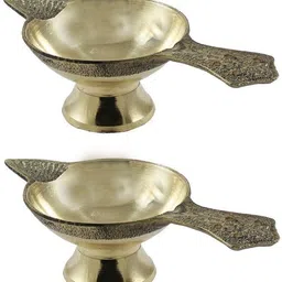 subh store Brass Diya Combo of 2 Brass (Pack of 2) Table Diya-picture-16