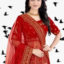 mavadi Net Embroidered Red Women Dupatta-picture-11