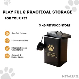 metaltail Pet Food Storage Container |Airtight Metal Bin with Scoop|Dispenser for Dog, Cat Steel Pet Bowl image 4