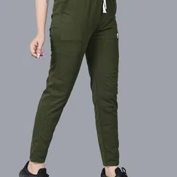 antrue Women Solid Olive Track Pants image 4