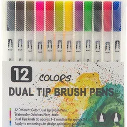 levin 12 Dual Tip Brush Marker Pens-picture-24