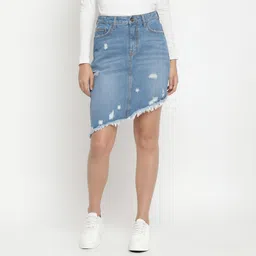 belliskey Women Solid Asymetric Blue Skirt-picture-18
