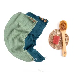 Multicolour Banana Double Cloth Solid 300 - 380 GSM hair wrap towel (Set of 2) by Doctor Towels image 1