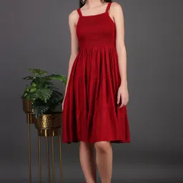 ng creation Women Fit and Flare Maroon Knee Length Dress image 5