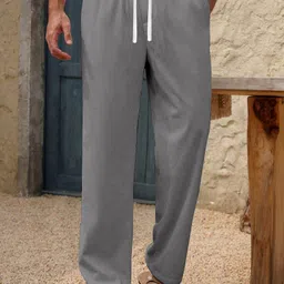 rajovati Men Loose Fit Silver Viscose Rayon Trousers-picture-22