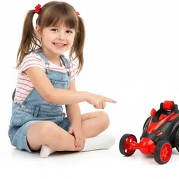 apexiocollection Kids stunt RC Remote Control Car Red Sports Car Toy (Battery Free USB Charging) image 4