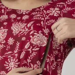 henal Women Fit and Flare Maroon Ankle Length Dress image 5