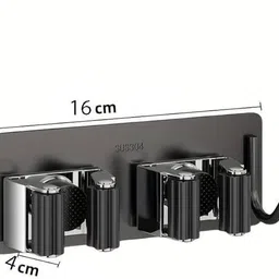 jialto Black Stainless Steel Broom Holder image 5