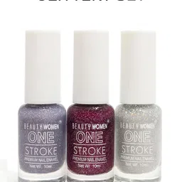 beauty women One Stroke Nail Polish | Long lasting Non Toxic | 3 Shiny Trendy Colors GREY, PURPLE, SILVER-picture-11