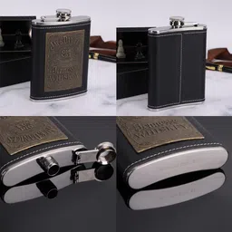 addox JD-LTH-BK Stainless Steel Hip Flask image 3