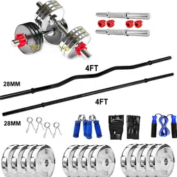 70 kg Steel Plates (2.5KGX4 5KGX4 10KGX4) 4FT Curl, 4FT STRT 28MM Black Coated Home Gym Combo-image-26