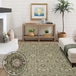 kaleen india Olive Vintage Polyester 4' X 6' Machine Made Carpet image 1