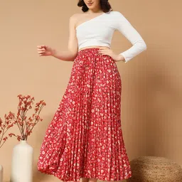 zwerlon Women Printed A-line Red Skirt image 4
