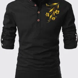 deelmo Men Floral Print Cotton Blend Straight Kurta-picture-20