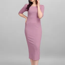 purvaja Women Bodycon Purple Midi/Calf Length Dress-picture-12