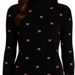 nam Women Printed High Neck Black Sweater-picture-35