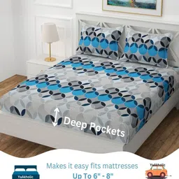 yaakholic Grey Microfibre 310 TC King Size Fitted Bedsheet With 2 Pillow Covers image 3