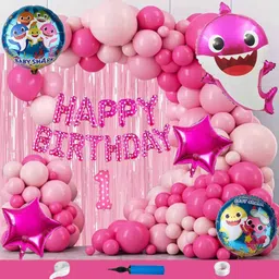 partymash Baby Shark Theme 1st Birthday Decoration Items For Girls-picture-22