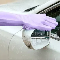 ablue clipper 1 Pair Silicone Scrubbing Gloves | Dishwashing Gloves with scrubber, Silicone Cl Wet and Dry Glove Set image 5