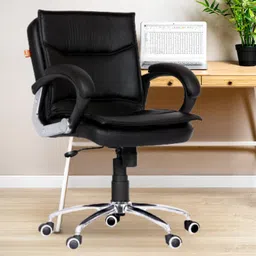 da urban Miller Black Revolving | Mid Back | Ergonomic | Home & Office | Leatherette Office Executive Chair-picture-14