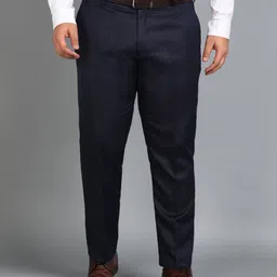 metronaut plus Plus Size Men Slim Fit Blue Polyester Trousers image 1