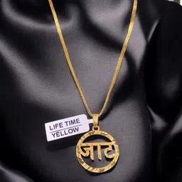 agtrendz pure brass premium quality Gold-plated Jaat Pendant with lifetime gold polish Gold-plated Brass Pendant Set-picture-21