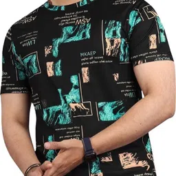 sti Pack of 2 Men Printed Round Neck Polyester Multicolor T-Shirt image 4