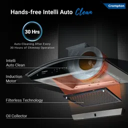 crompton CHD-SSC90FLE-MBL Auto Clean Curved Glass 90 cm| Low Noise Wall Mounted Midnight Black 1360 CMH Chimney image 5