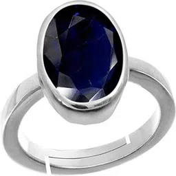 pandit jewellers Certified Blue Sapphire Neelam 6.5Carat 7.25Ratti Birthstone Gemstone Silver Sapphire Silver Plated Ring-picture-12