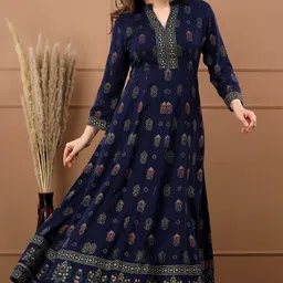 satlok fashion Polka Print Cotton Rayon Stitched Anarkali Gown image 4
