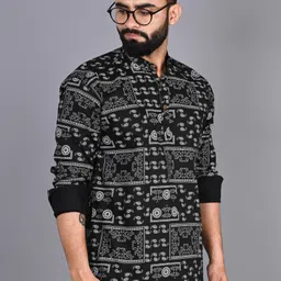 fubar Men Printed Cotton Blend Straight Kurta image 4