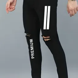 gruff Men Slim Mid Rise Black Jeans image 4