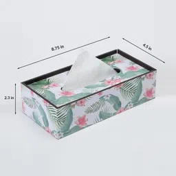 clasicraft Brown Green Leaf Print MDF Tissue Holder image 2