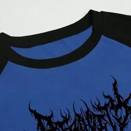 sixteenlines Women Printed, Solid Round Neck Reversible Cotton Blend Blue T-Shirt image 3