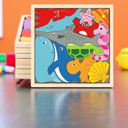 vhd Colorful Wooden Sea Life Puzzle | Early Learning Toy for Children HG97 image 1