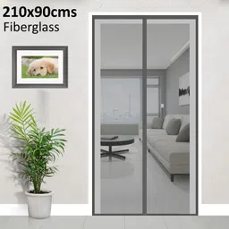 lifekrafts 120 GSM Fiberglass Magnetic Door Fibre Washable Adults Mosquito Net image 1